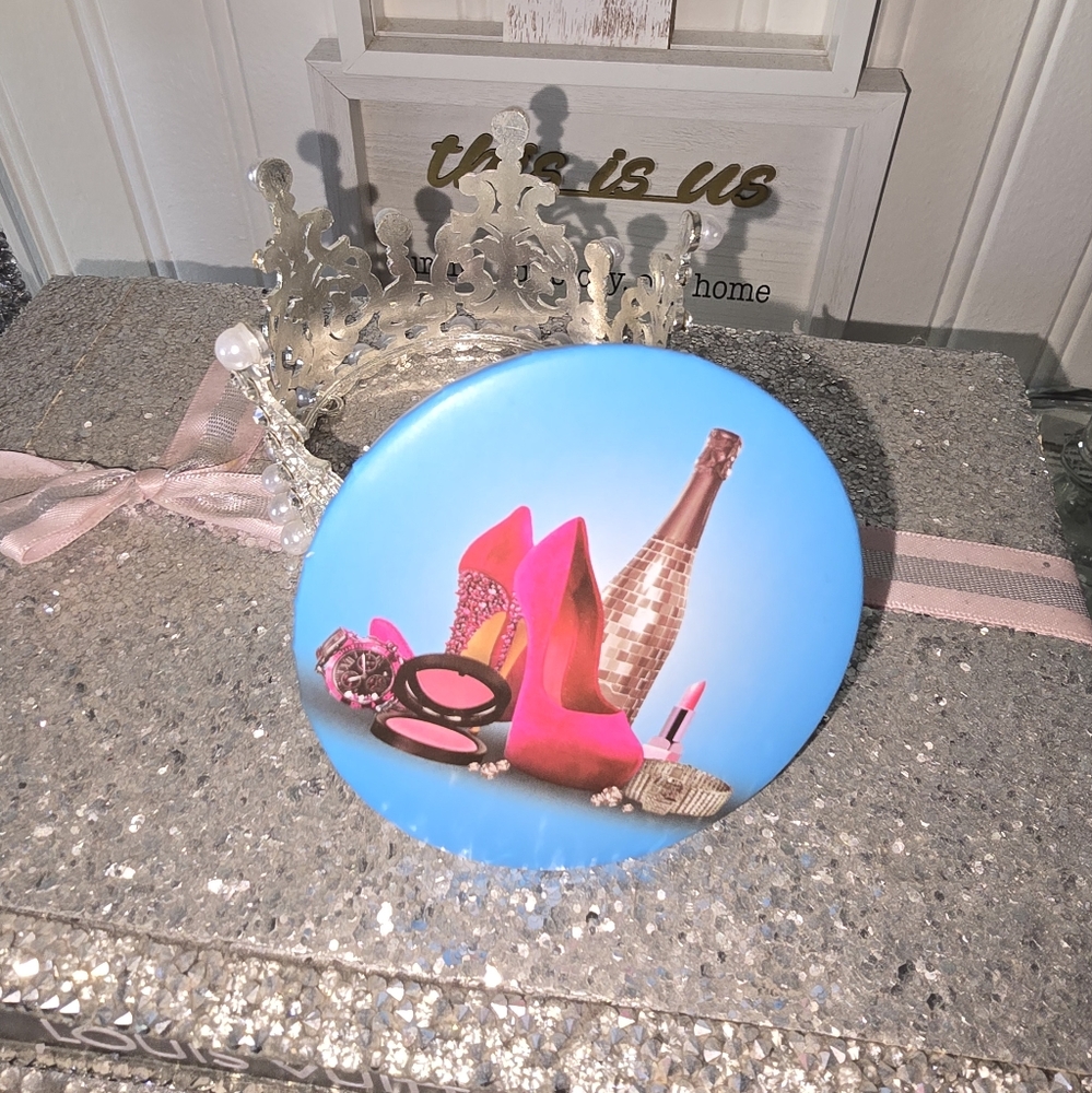 New Pink Heels &makeup Compact Double Mirrior.